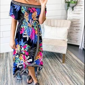 Off the shoulder palm dress